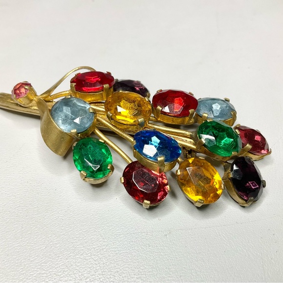 Vintage Czechoslovakia Signed Brooch Rhinestones - Picture 2 of 7